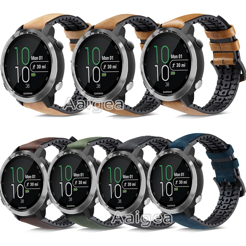 Модные кожаные часы в силиконовом корпусе ремешок для смарт часов Garmin Forerunner 645