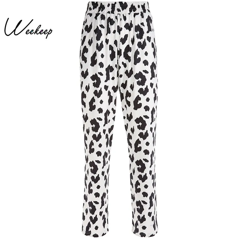 Weekeep Loose Cow Pattern Print Pants Women High Waist Casual Elastic Waist Trousers Women Straight Spring Autumn Long Pants
Weekeep Loose Cow Pattern Print Pants Women High Waist Casual Elastic Waist Trousers Women Straight Spring Autumn Long Pants