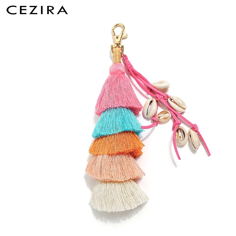 CEZIRA Bohemia Style Colorful Tassels Handbag Decoration For Girls Fashion Shells Pendant Female Cotton Tassel Key Chain Hanging
CEZIRA Bohemia Style Colorful Tassels Handbag Decoration For Girls Fashion Shells Pendant Female Cotton Tassel Key Chain Hanging