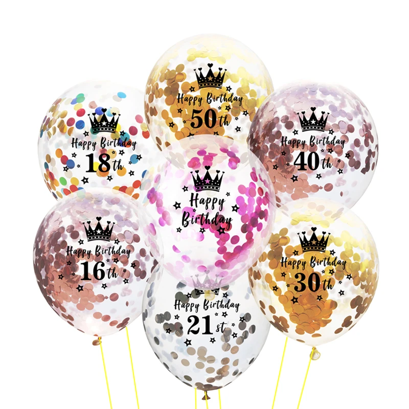 Globo De Latex 5pcs 12inch Crown Birthday Latex Confetti Sequin Balloon 16 18 21 30 40 50 60th HAPPY Birthday Party Decoration,Q
Globo De Latex 5pcs 12inch Crown Birthday Latex Confetti Sequin Balloon 16 18 21 30 40 50 60th HAPPY Birthday Party Decoration,Q