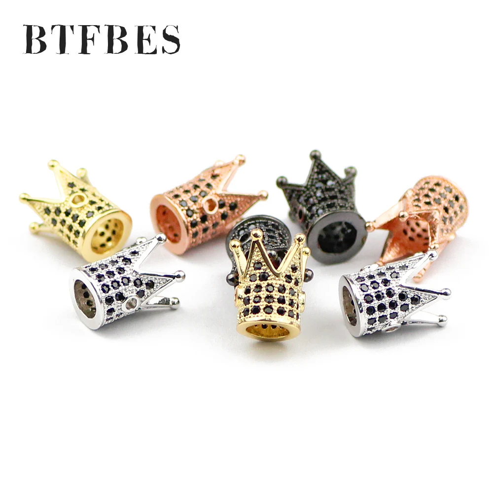 BTFBES Hight Quality 8mm Crown Copper Beads 4pcs Black Zircon Micro Pave Charms Loose Bead Jewelry bracelet making DIY Necklace
BTFBES Hight Quality 8mm Crown Copper Beads 4pcs Black Zircon Micro Pave Charms Loose Bead Jewelry bracelet making DIY Necklace