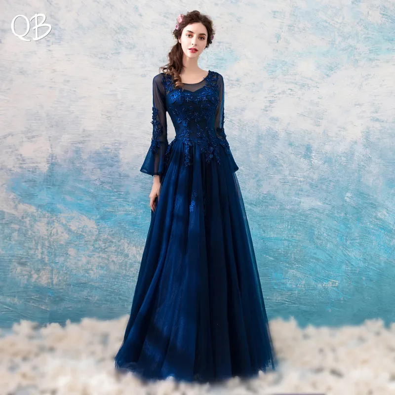 Dark Blue A-line Long Sleeve Tulle Lace Beading Crystal Vintage Formal Evening Dresses Bride Banquet Party Prom Dress XK111
Dark Blue A-line Long Sleeve Tulle Lace Beading Crystal Vintage Formal Evening Dresses Bride Banquet Party Prom Dress XK111