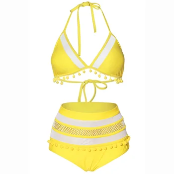 Women's High Waist Bikini Set Swimsuit Two Pieces Halter Bathing swimwear Padded Tassel Mesh 
Women's High Waist Bikini Set Swimsuit Two Pieces Halter Bathing swimwear Padded Tassel Mesh