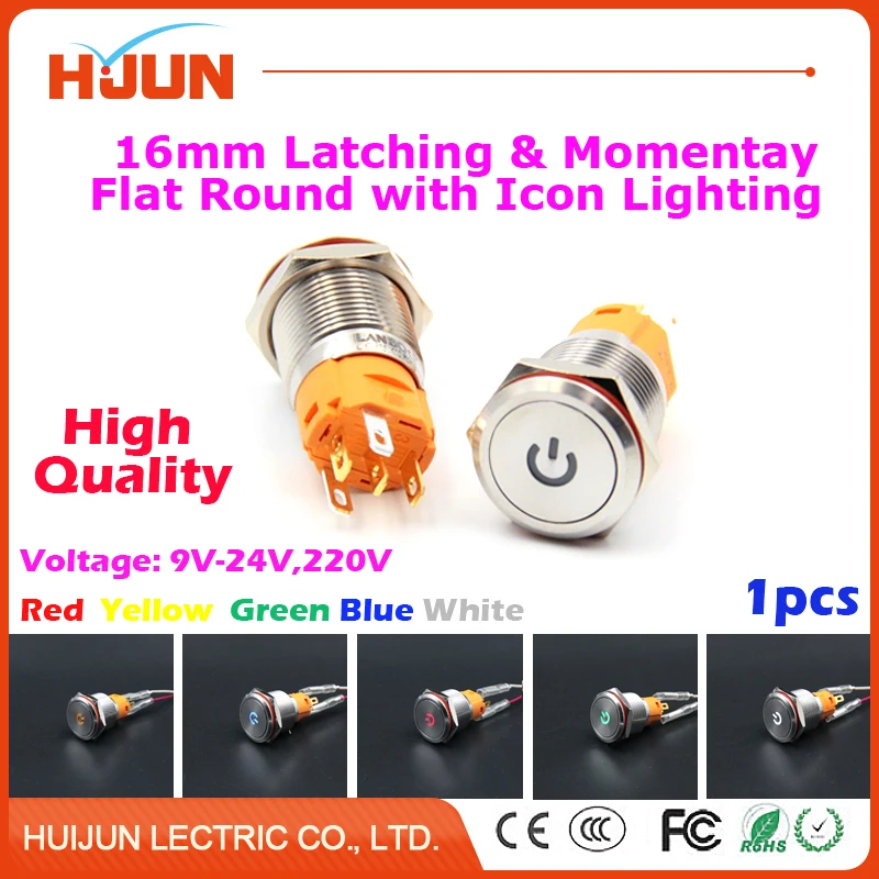 1pcs 16mm Face Latching & Momentary Push Button Switch Waterproof Flat Round Stainless Steel Metal LED Light Auto Reset Lock
1pcs 16mm Face Latching & Momentary Push Button Switch Waterproof Flat Round Stainless Steel Metal LED Light Auto Reset Lock