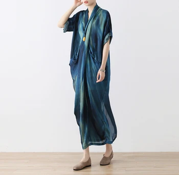 2019 New relaxed literature and art Retro blue silky design with two long dress dresses for summer
2019 New relaxed literature and art Retro blue silky design with two long dress dresses for summer