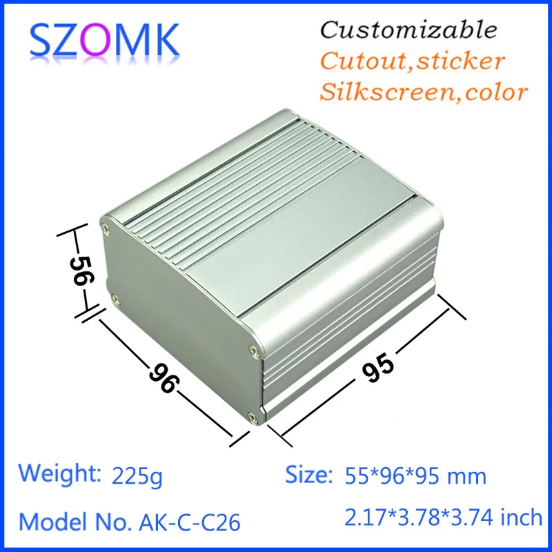 

10Pcs 55*96*95mm szomk good quality aluminum project box for pcb outlet boxes powder coating aluminum extrusion enclosure