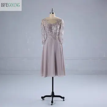 Chiffon Appliques Lace Knee-Length A-line Mother of the Bride Dresses 3/4 Sleeves Real/Original Photos
Chiffon Appliques Lace Knee-Length A-line Mother of the Bride Dresses 3/4 Sleeves Real/Original Photos