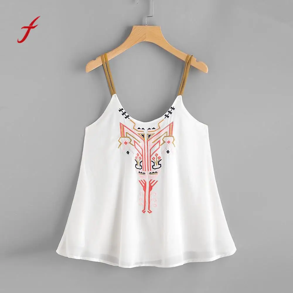 

Feitong Women White Printed Crop Top Casual Chiffon Sleeveless Halter Neck Short Vest Tank Shirt Femme Sexy Cropped Cami Top