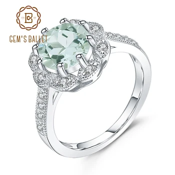 GEM'S BALLET Genuine 925 Sterling Silver Flower Rings 2.04Ct Natural Green Amethyst Engagement Ring For Women Fine Jewelry Gift
GEM'S BALLET Genuine 925 Sterling Silver Flower Rings 2.04Ct Natural Green Amethyst Engagement Ring For Women Fine Jewelry Gift