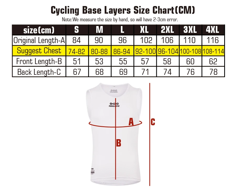 size suggestion of cycling wear