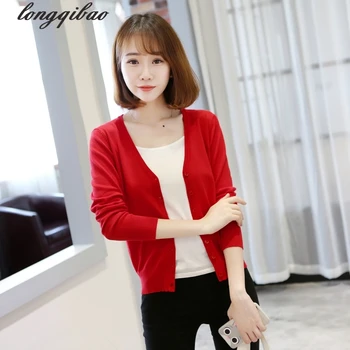 Spring and Autumn wear knitted cardigan V-neck short sweater large size long sleeves Slim small jacket TB779 
Spring and Autumn wear knitted cardigan V-neck short sweater large size long sleeves Slim small jacket TB779