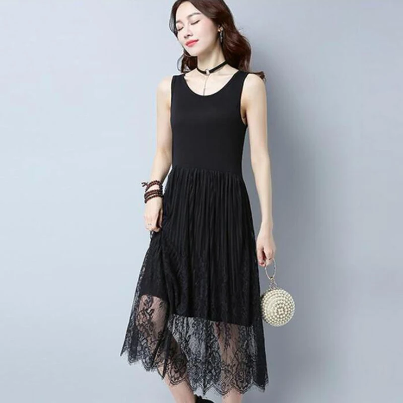 New summer dress 2019 Women Sleeveless Loose party dress Elegant Lace Tank Strap Patchwork Mesh Plus size Dresses Vestidos
New summer dress 2019 Women Sleeveless Loose party dress Elegant Lace Tank Strap Patchwork Mesh Plus size Dresses Vestidos