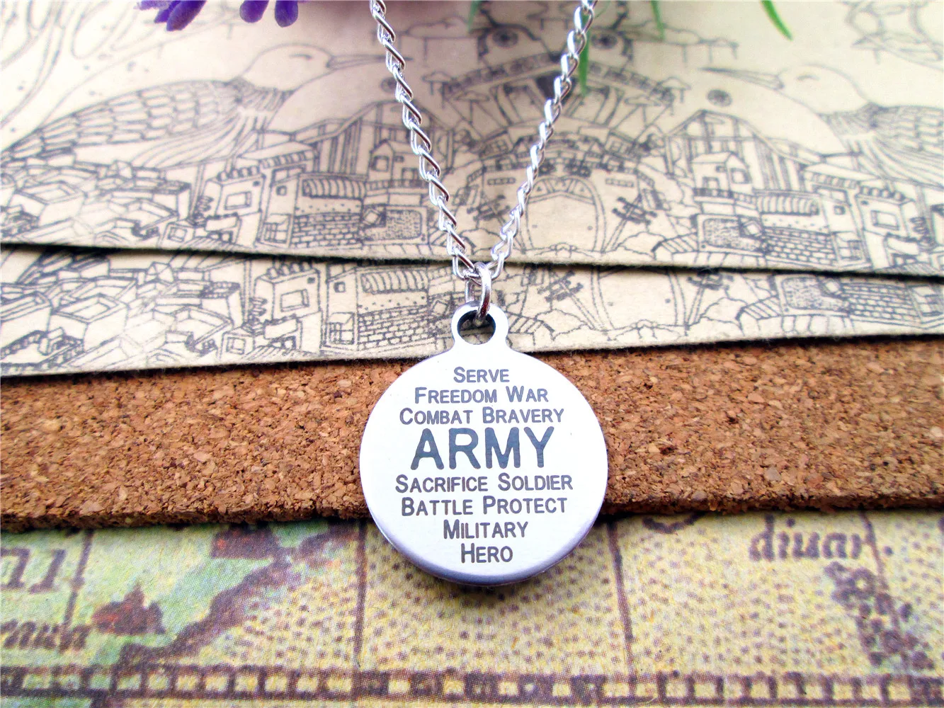 3pcs/lot Fashion stainless steel necklace "ARMY " Charms Pendant jewelry Gift more style for choosing | Украшения и