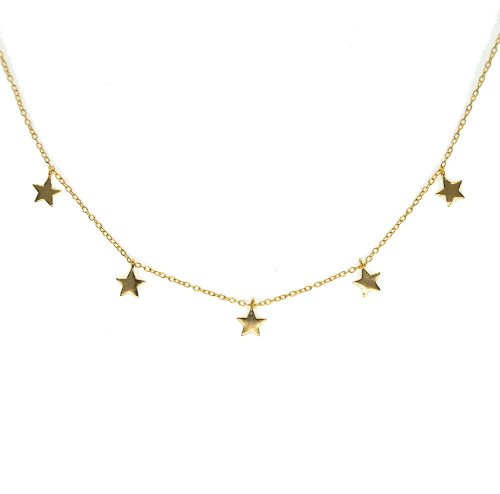 18" top quality with extend chain charm neck cute delicate star drop charm gold color 925 sterling silver christmas necklace
18" top quality with extend chain charm neck cute delicate star drop charm gold color 925 sterling silver christmas necklace