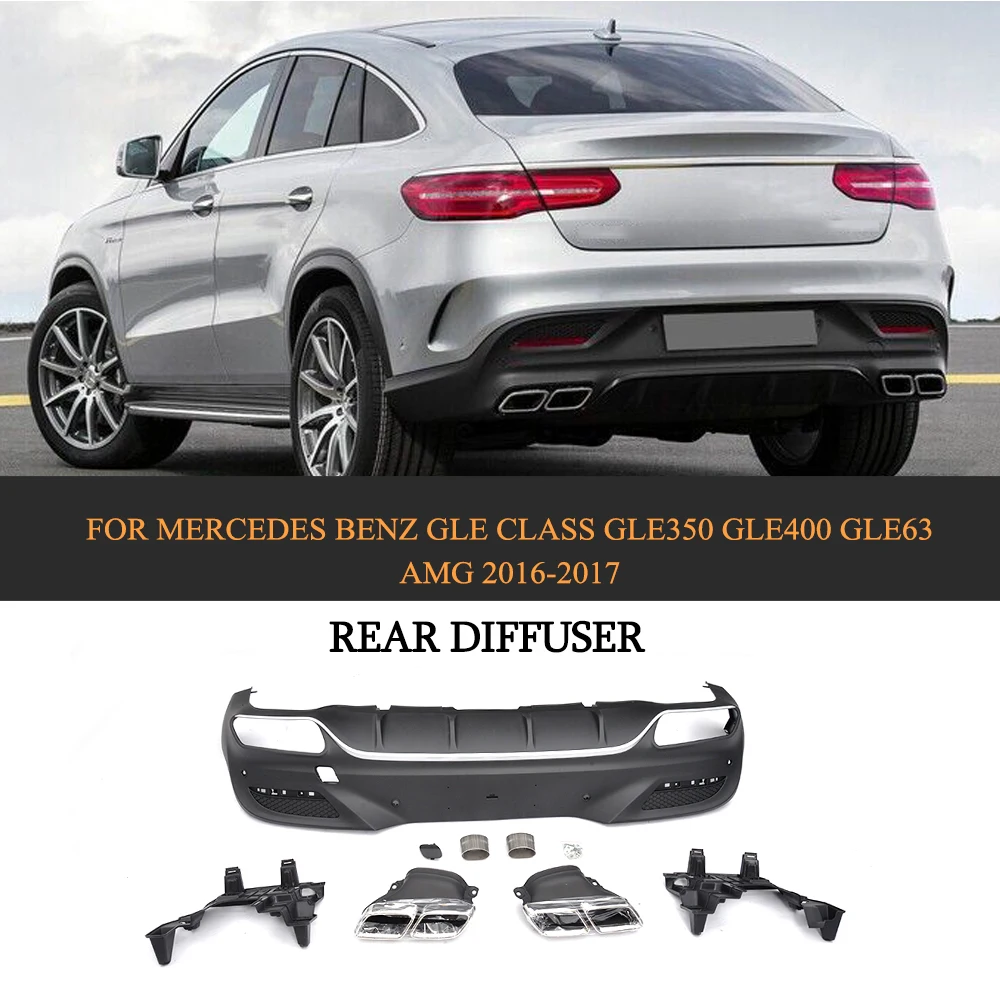 PP Car Rear Diffuser With Exhaust Muffler Tips For Mercedes Benz GLE Class GLE350 GLE400 GLE63 AMG 2016 2017
PP Car Rear Diffuser With Exhaust Muffler Tips For Mercedes Benz GLE Class GLE350 GLE400 GLE63 AMG 2016 2017