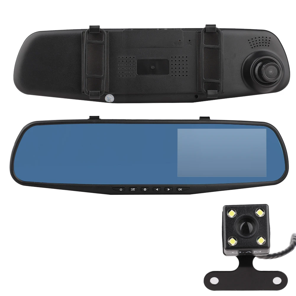 New 1080P Full HD 4.3'' LCD Dual Lens Vehicle Dashboard Camera Car DVR Video Recorder Car Rear View Mirror Camera
New 1080P Full HD 4.3'' LCD Dual Lens Vehicle Dashboard Camera Car DVR Video Recorder Car Rear View Mirror Camera