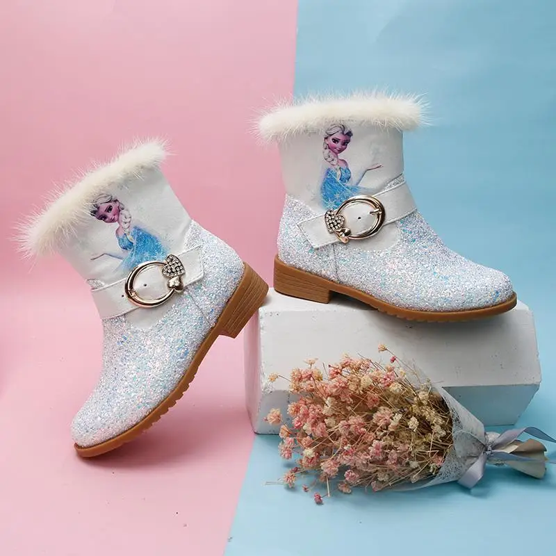 Disney children's girl ice romance Princess high heel cotton boots plus velvet thick warm sequined booties
Disney children's girl ice romance Princess high heel cotton boots plus velvet thick warm sequined booties