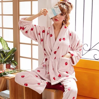 New Winter Women Long Sleeved Pajamas Thick Warm Flannel Womens Pajama Set Cardigan Elegant Coral Fleece Pijamas Mujer Sleepwear 
New Winter Women Long Sleeved Pajamas Thick Warm Flannel Womens Pajama Set Cardigan Elegant Coral Fleece Pijamas Mujer Sleepwear