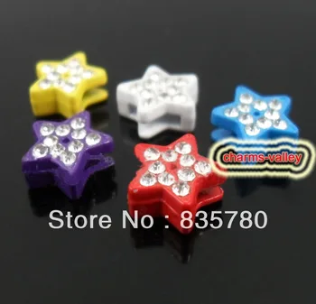 50PCS 8MM Colorful Spray Painting Full Rhinestone Five Pointed Star Slide Charms Collar Charms 
50PCS 8MM Colorful Spray Painting Full Rhinestone Five Pointed Star Slide Charms Collar Charms