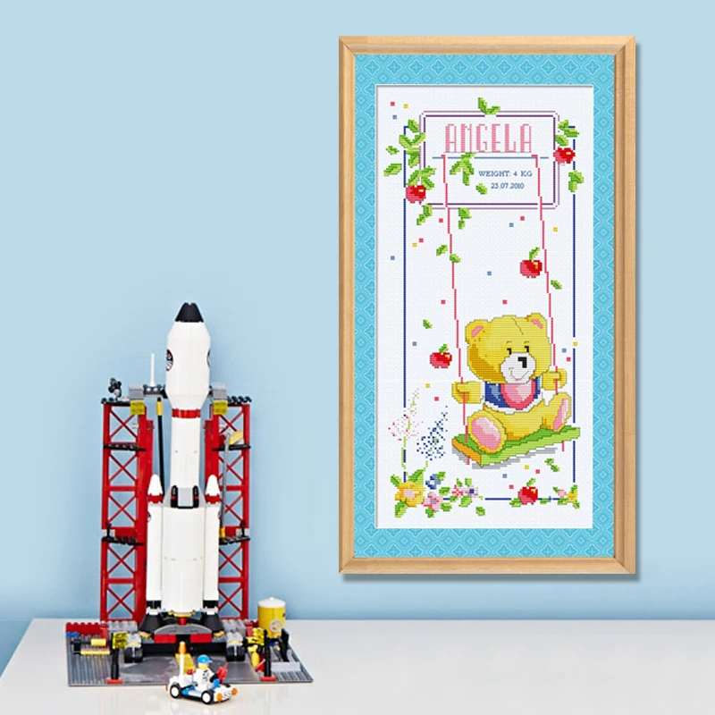 Bear On Swing Birthsampler Cross Stitch Birth Certification Cotton Fabric Needlework Embroidery Crafts Counted Stitching Kit
Bear On Swing Birthsampler Cross Stitch Birth Certification Cotton Fabric Needlework Embroidery Crafts Counted Stitching Kit