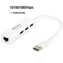 Bestjing USB Ethernet Adapter with 3 Ports USB 3.0 RJ45 Network Card Adapter Hub to 1000Mbps for Mac iOS Android PC
Bestjing USB Ethernet Adapter with 3 Ports USB 3.0 RJ45 Network Card Adapter Hub to 1000Mbps for Mac iOS Android PC