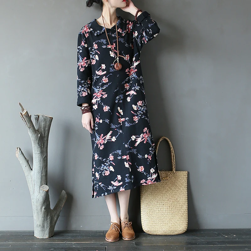Johnature Autumn Women Print Floral Dress Vintage Turn-Down Collar 2019 New Long Sleeve Cotton Chinese Style Robe Women Dresses
Johnature Autumn Women Print Floral Dress Vintage Turn-Down Collar 2019 New Long Sleeve Cotton Chinese Style Robe Women Dresses