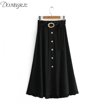 2019 spring and summer European and American women's new belt with A-shaped sag mid-length skirt
2019 spring and summer European and American women's new belt with A-shaped sag mid-length skirt