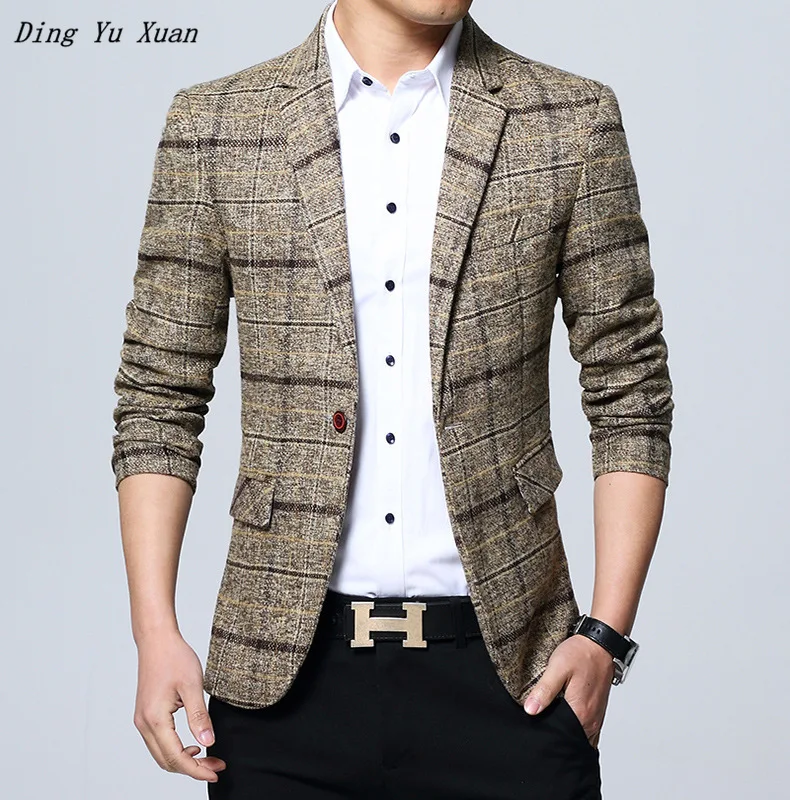 Mens Slim Fit Dress Jacket Khaki Grey Royal Blue Plaid Blazer for Men Korean Designer Plus Size One Button Blazer Homme 4XL 5XL
Mens Slim Fit Dress Jacket Khaki Grey Royal Blue Plaid Blazer for Men Korean Designer Plus Size One Button Blazer Homme 4XL 5XL