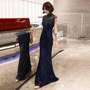Navy Blue Beading Chinese Sexy Sequins Oriental Party Female Cheongsam Stage Show Qipao Elegant Celebrity Banquet Dresses
Navy Blue Beading Chinese Sexy Sequins Oriental Party Female Cheongsam Stage Show Qipao Elegant Celebrity Banquet Dresses