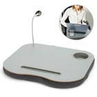 Image New Portable Laptop Desk Bed Laptop Cushion Knee Lap Computer Reading Table Tray Cup Holder New Laptop Stand With LED Lamp