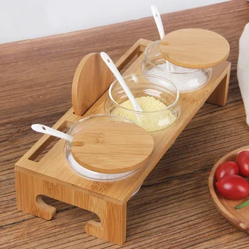 3pcs/set Glass Spice Jar Sugar Bowl With Wood Cover Seasoning Box Kitchen Tools Salt Condiment Cruet Storage box Container JJ467
3pcs/set Glass Spice Jar Sugar Bowl With Wood Cover Seasoning Box Kitchen Tools Salt Condiment Cruet Storage box Container JJ467