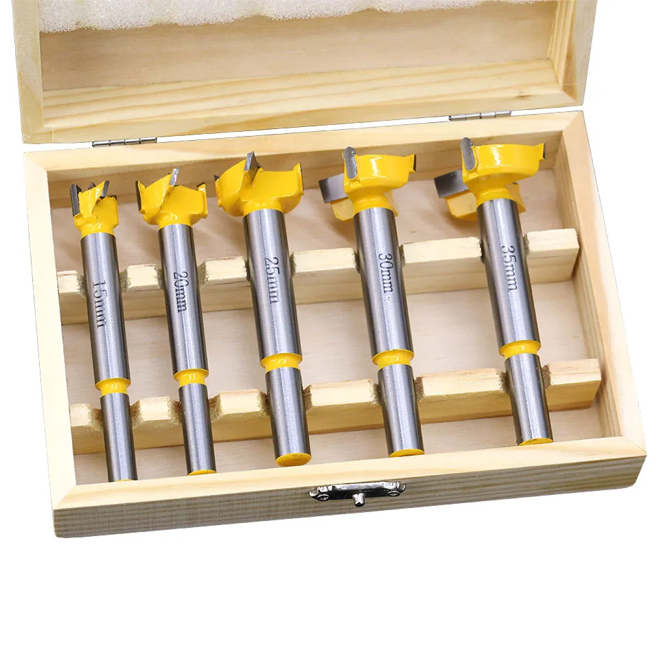 5pcs/set Carpentry Hinge Boring Drill Bit Set Dia 15 20 25 30 35mm Wood Window Hole Cutter Woodworking Drilling With Wood Cases
5pcs/set Carpentry Hinge Boring Drill Bit Set Dia 15 20 25 30 35mm Wood Window Hole Cutter Woodworking Drilling With Wood Cases
