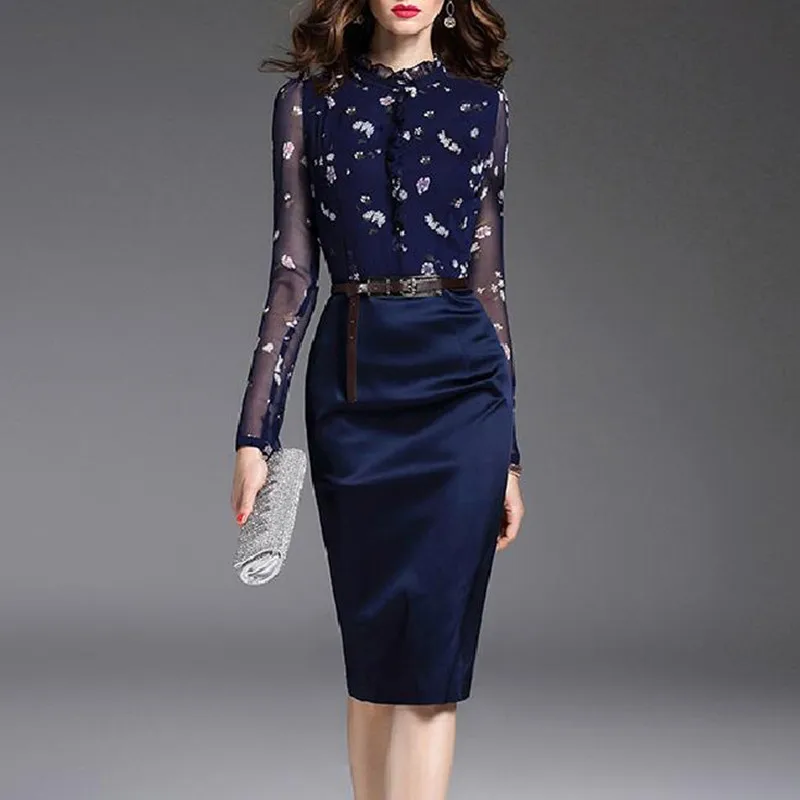 2019 Spring Summer Casual Women Office Lady Dress Elegant OL Work Patchwork Flower Printed Chiffon Pencil Dress Formal Business
2019 Spring Summer Casual Women Office Lady Dress Elegant OL Work Patchwork Flower Printed Chiffon Pencil Dress Formal Business