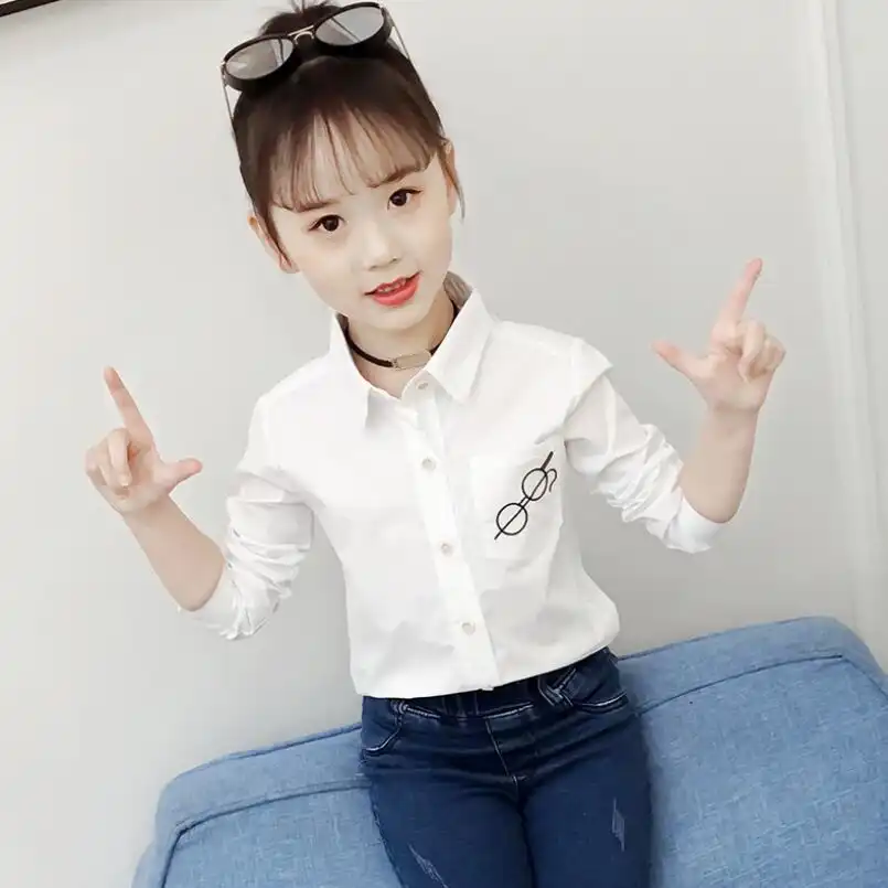 girls white dress shirt