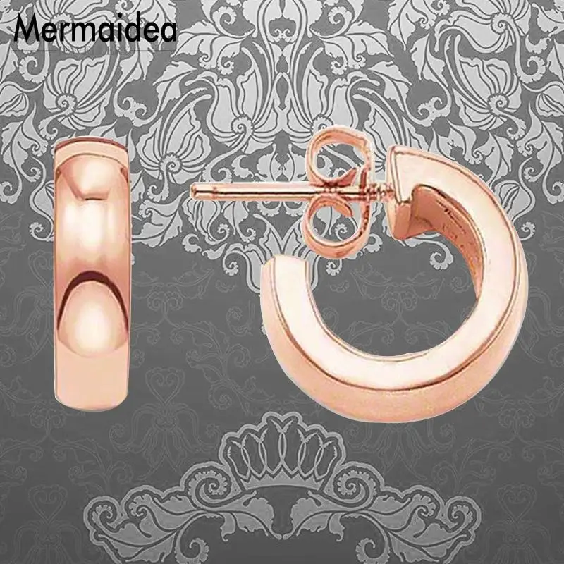 

Rose Gold Color Creole Hoop Earring Trendy Fashion Jewelry Geometric 925 Sterling Silver Gift For Women 2019 New Aretes