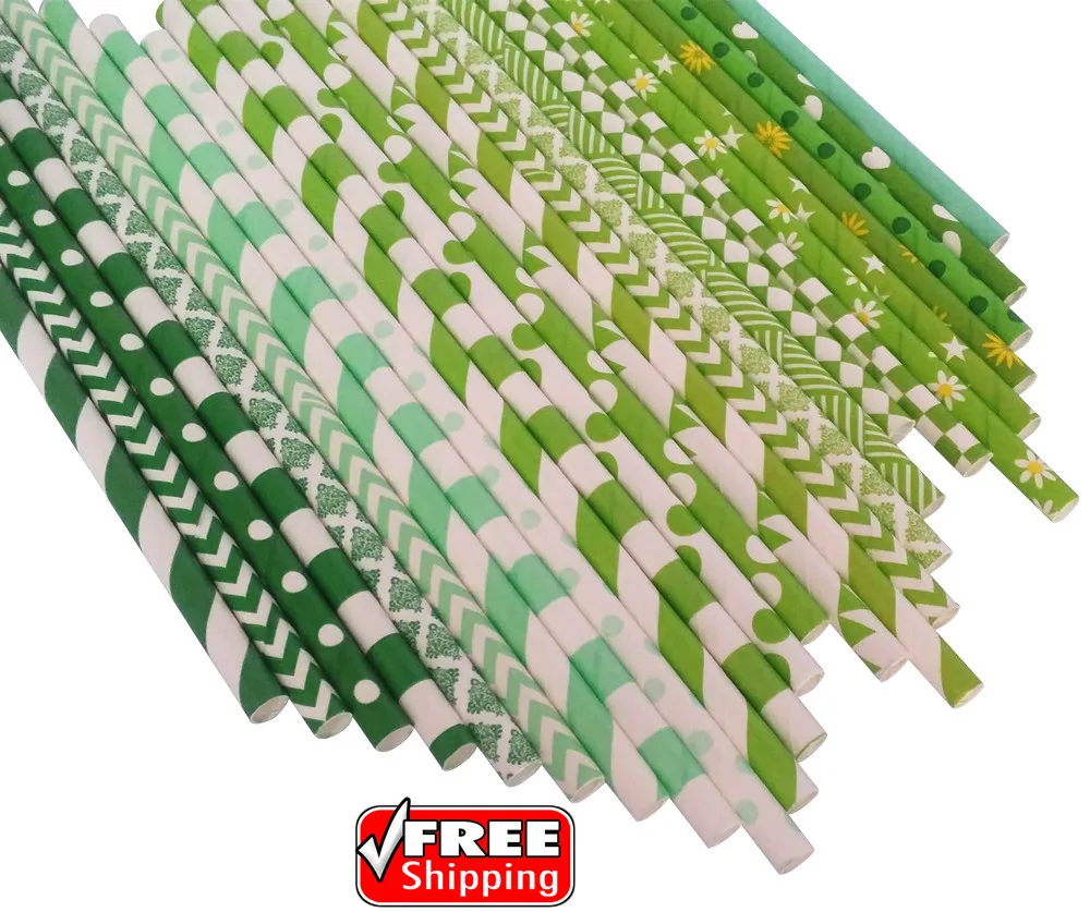 

2000 Pcs Pick Colors Biodegradable Colored Paper Straws Bulk-Kelly Green Mint Lime Aqua Party Decor-Wedding Birthday Baby Shower