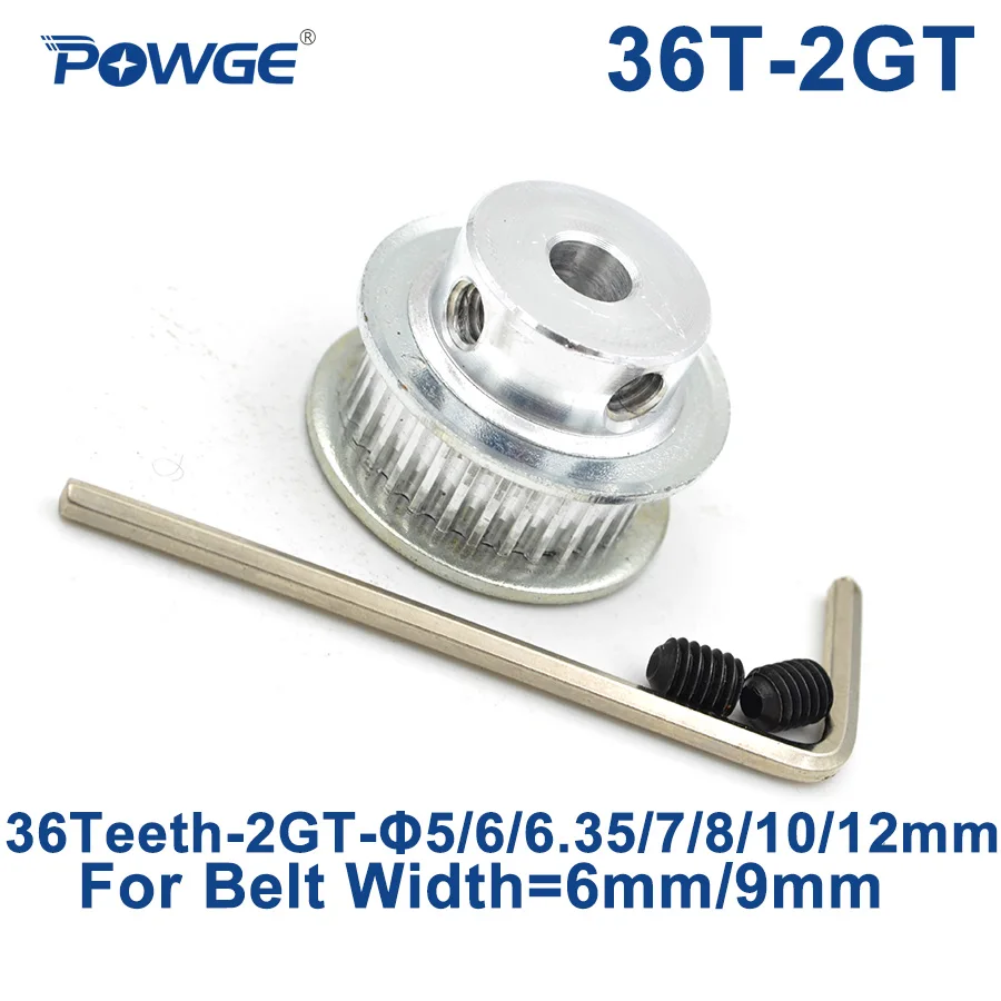 POWGE GT 36 Teeth 2GT Timing Pulley Bore 5/6/6.35/7/8/10mm for GT2 Open Synchronous belt width 6/9mm small backlash 36Teeth 36T
POWGE GT 36 Teeth 2GT Timing Pulley Bore 5/6/6.35/7/8/10mm for GT2 Open Synchronous belt width 6/9mm small backlash 36Teeth 36T