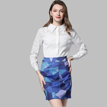 HAMALIEL Spring White Lace Long Sleeve Shirt Blouse Suits 2019 Women 2 Piece Set Vintage Print Geometric Pencil Short Skirt Sets
HAMALIEL Spring White Lace Long Sleeve Shirt Blouse Suits 2019 Women 2 Piece Set Vintage Print Geometric Pencil Short Skirt Sets