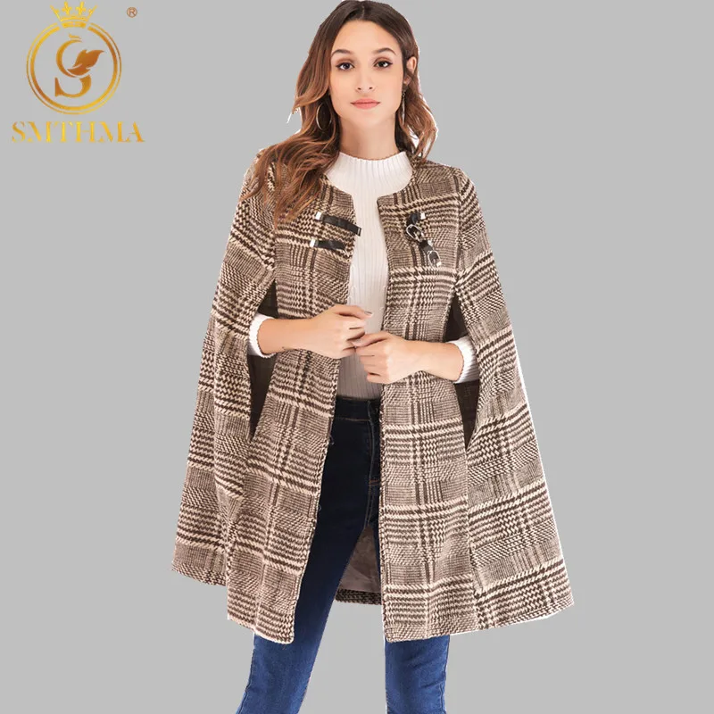 High Quality Women's Leather Buckle Cloak Sleeve Plaid Tweed Cape Coat Winter Elegant OL Workwear Women Outerwear Coats
High Quality Women's Leather Buckle Cloak Sleeve Plaid Tweed Cape Coat Winter Elegant OL Workwear Women Outerwear Coats