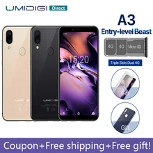 UMIDIGI A3 Global Band Android 8.1 5.5" incell HD+ Display 2GB 16GB Smartphone Quad core 12MP 5MP Face ID Dual 4G Mobile phone
UMIDIGI A3 Global Band Android 8.1 5.5" incell HD+ Display 2GB 16GB Smartphone Quad core 12MP 5MP Face ID Dual 4G Mobile phone
