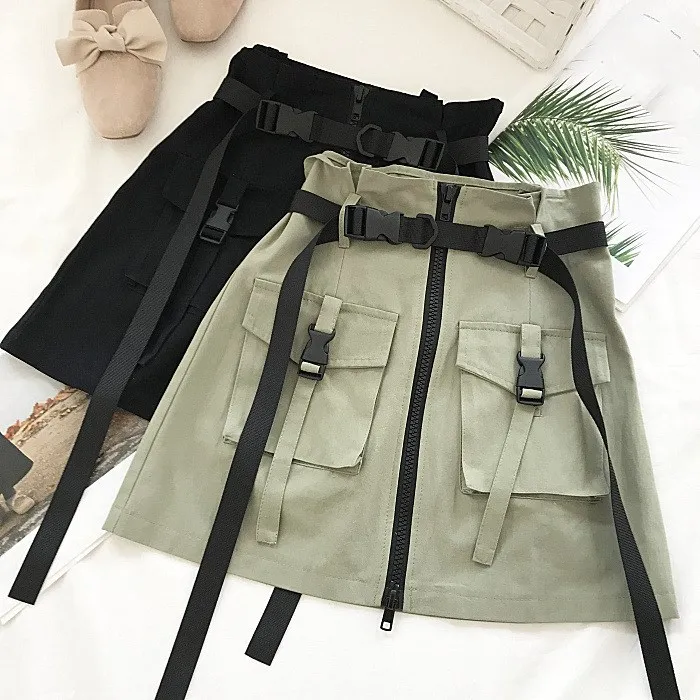 2019 Women Safari Style Solid Skirt Female Casual With Pocket Sashes Jupe Skirt Loose Elastic Zipper Skirt
2019 Women Safari Style Solid Skirt Female Casual With Pocket Sashes Jupe Skirt Loose Elastic Zipper Skirt