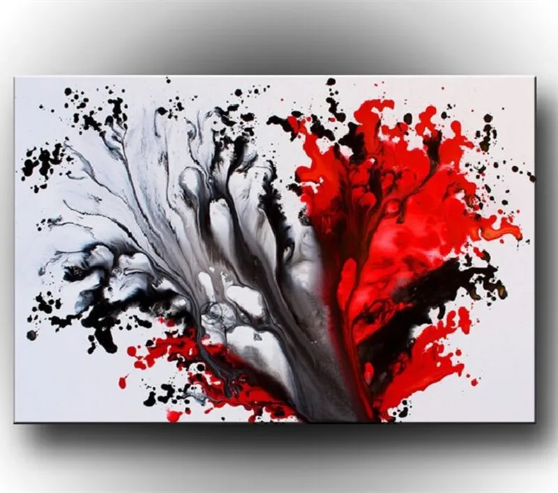 New Graffiti Acrylic Paintings Inked Red Black Canvas Hand Painted