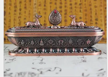 painted gold alloy Metal Size 17.2*7.8CM Tibetan Buddhism supplies six gold mantra eight auspicious lying censer
painted gold alloy Metal Size 17.2*7.8CM Tibetan Buddhism supplies six gold mantra eight auspicious lying censer
