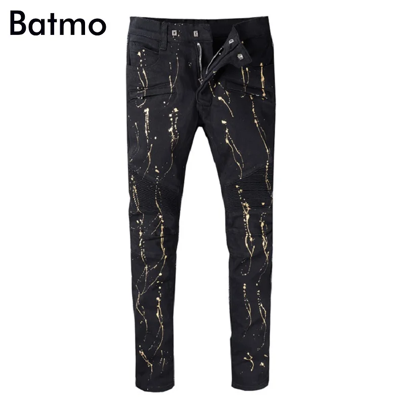 Batmo 2018 new arrival high quality high street Pleated casual jeans men,men's denim skinny pants,men's fashion black jeans A982
Batmo 2018 new arrival high quality high street Pleated casual jeans men,men's denim skinny pants,men's fashion black jeans A982