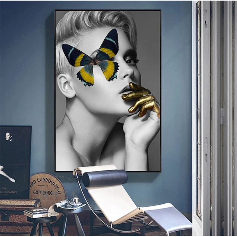 Modern Canvas Painting Fashion Girl Butterfly Wall Art Pictures For Living Room Nordic Vogue Art Black White Prints Decoration
Modern Canvas Painting Fashion Girl Butterfly Wall Art Pictures For Living Room Nordic Vogue Art Black White Prints Decoration