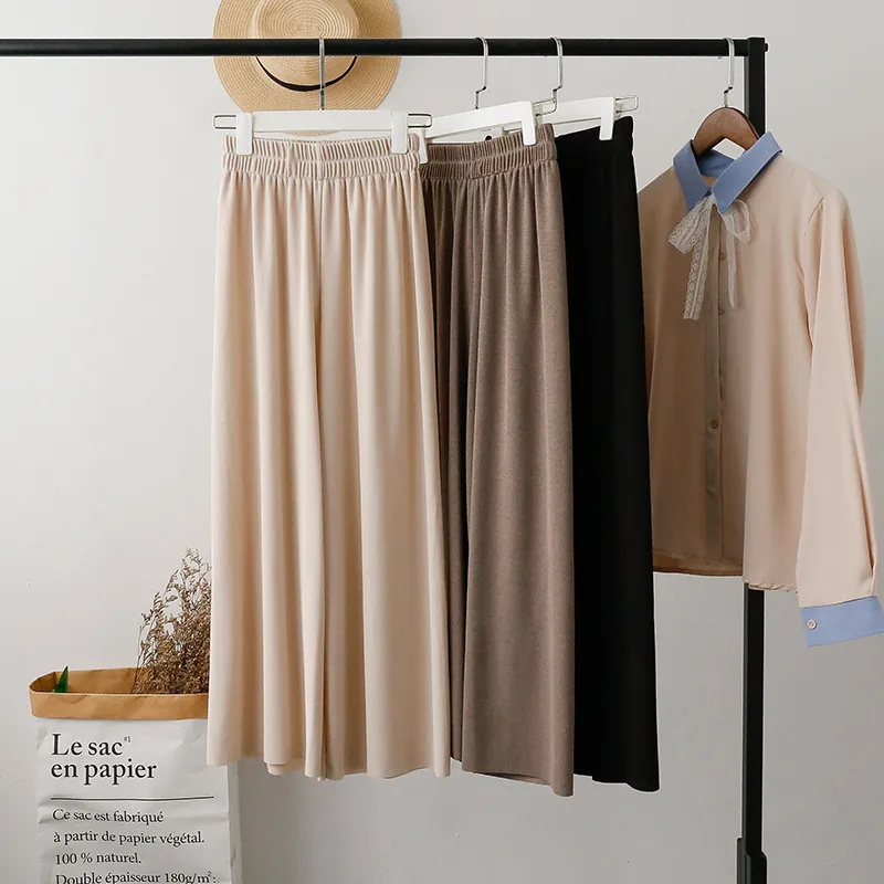 women 2019 spring new Casual pants knitting Straight cylinder elastic band high waist female summer sense wide leg pants
women 2019 spring new Casual pants knitting Straight cylinder elastic band high waist female summer sense wide leg pants