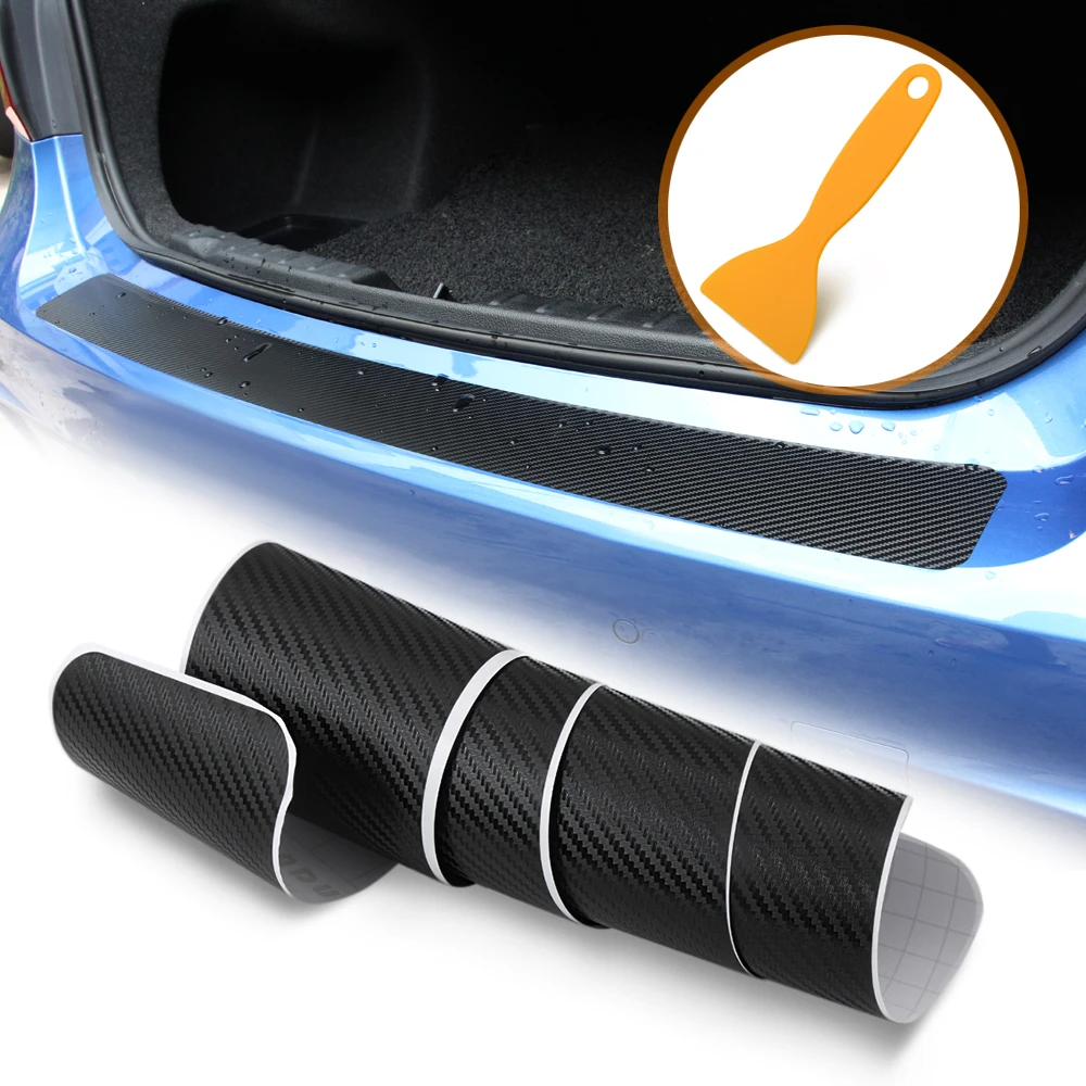 Фото Car Sticker Door Seal Protector Trunk Guard Plate Rear Bumper Protect Stickers Carbon Fiber Step Scratch Film Accessories | Автомобили и
