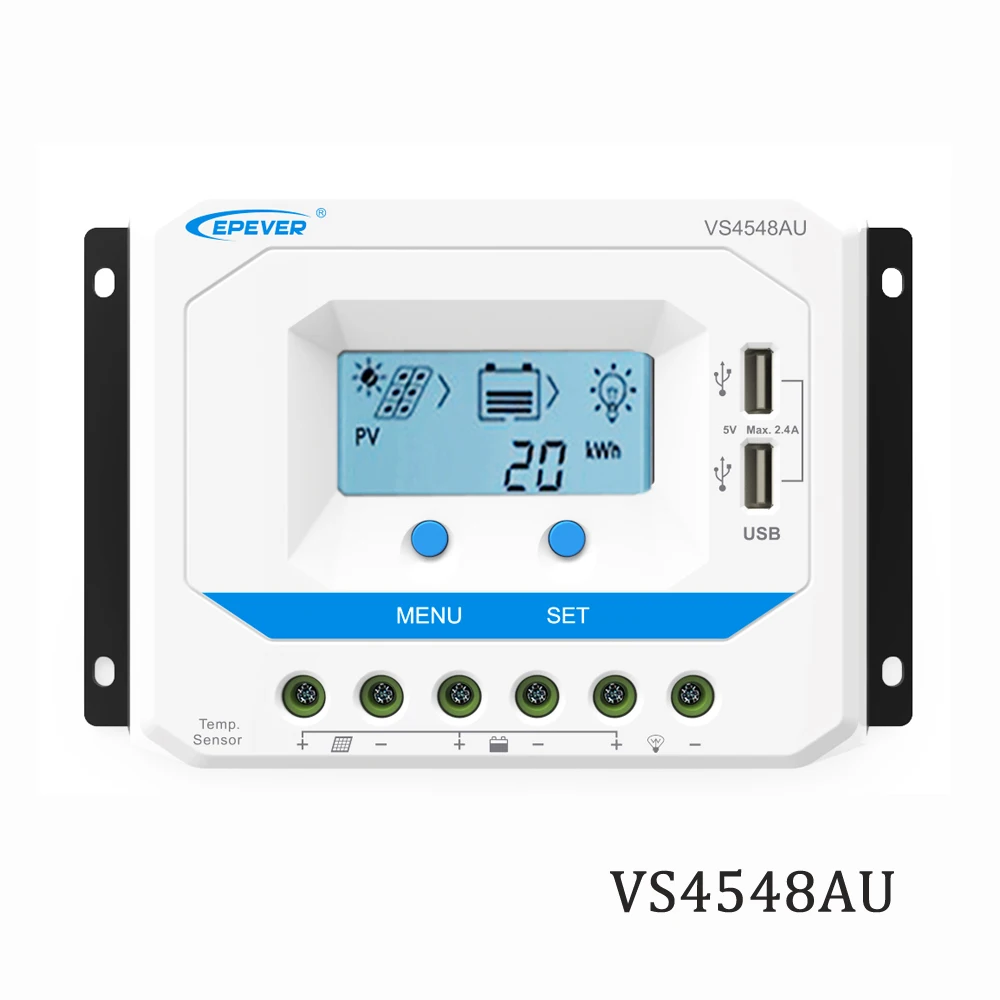 45A VS4548AU 12V 24V 36V 48V EPSolar PWM Solar Charge Controller Regulator LCD Backlight 5V Mobile phone charger
45A VS4548AU 12V 24V 36V 48V EPSolar PWM Solar Charge Controller Regulator LCD Backlight 5V Mobile phone charger