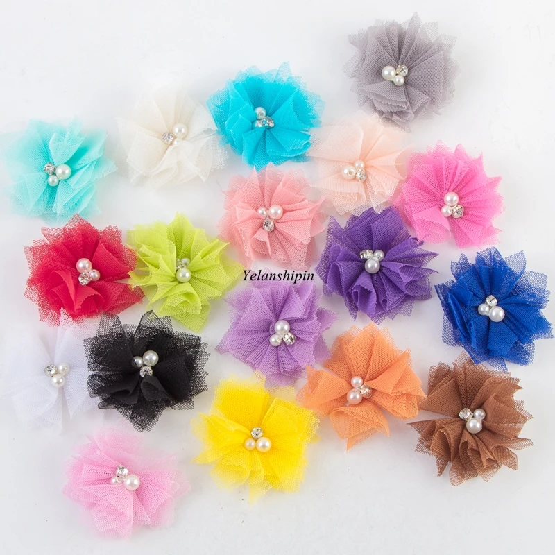 10pcs/lot 6.5cm 18colors Mesh Hair Flowers With Rhinestones+Pearls Artificial Fabric Flowers For Headband Kids Hair Accessories
10pcs/lot 6.5cm 18colors Mesh Hair Flowers With Rhinestones+Pearls Artificial Fabric Flowers For Headband Kids Hair Accessories