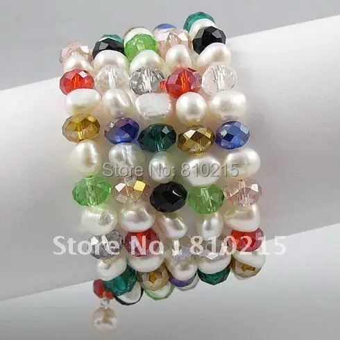 Fashion bracelet 7.5''inchs AA 7-8MM 5Rows white Pearl + Multicolor crystal beads bracelet wholesale New Free shipping A2595
Fashion bracelet 7.5''inchs AA 7-8MM 5Rows white Pearl + Multicolor crystal beads bracelet wholesale New Free shipping A2595